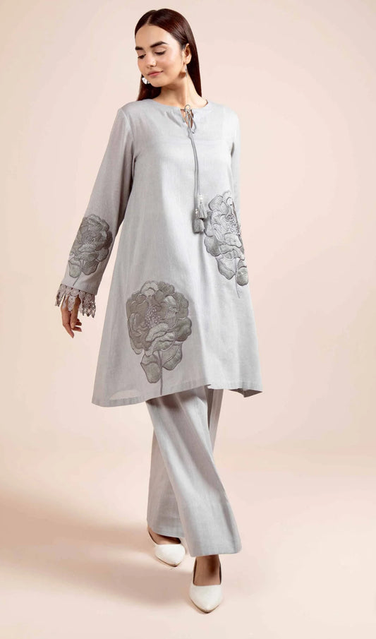 2 Piece - Unstitched Embroidered Suit