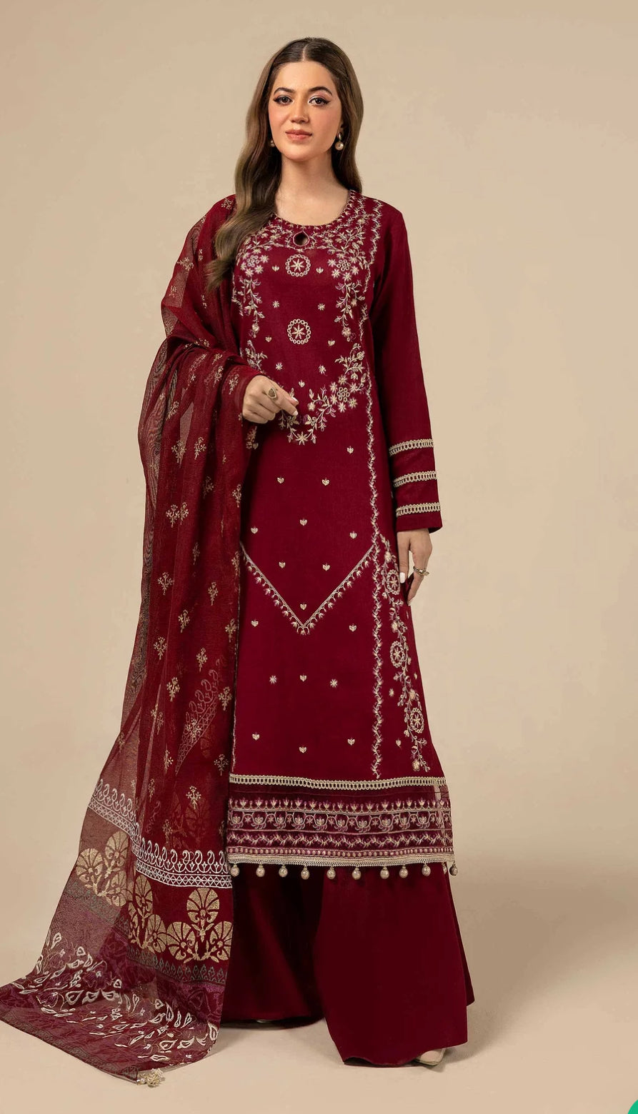 3 Piece - Embroidered Suit unstitched