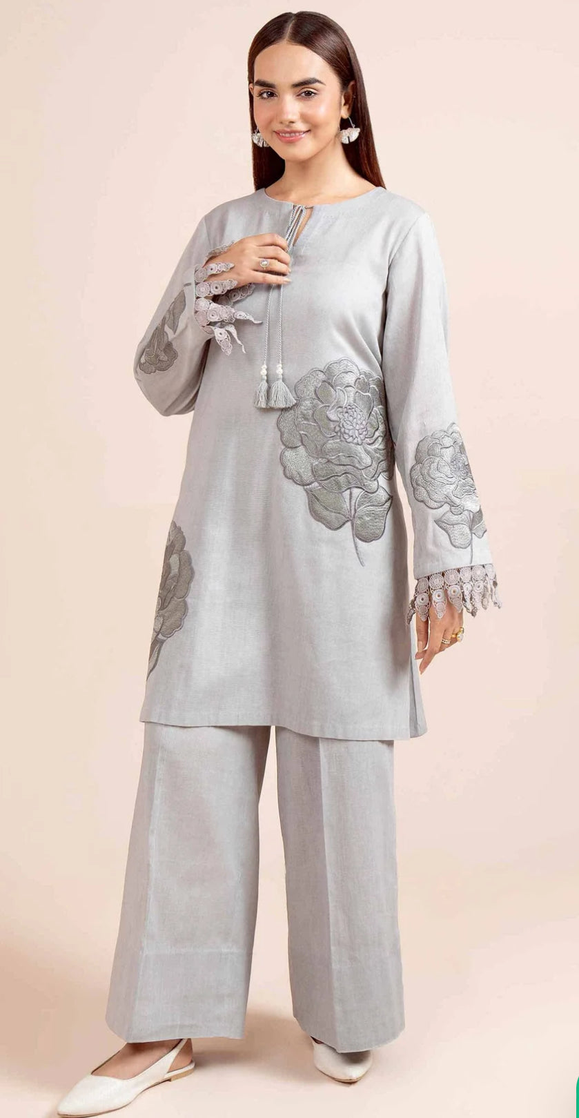 2 Piece - Unstitched Embroidered Suit