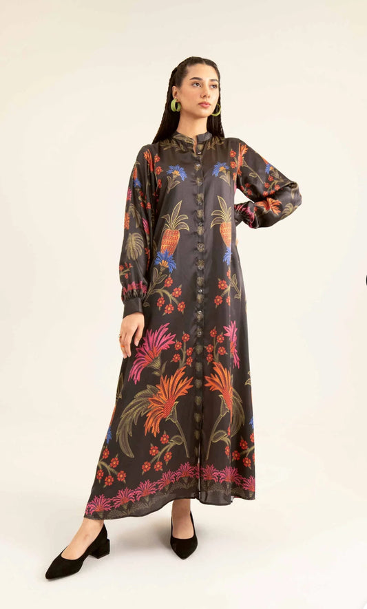 Long Printed Dress silk