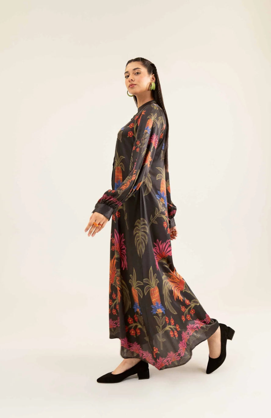 Long Printed Dress silk